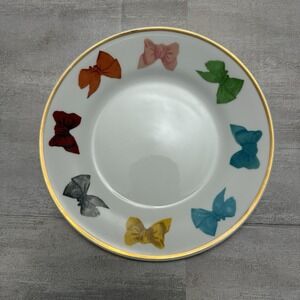 The Last‎ Line The Everyday Bow Trim 8" Dessert Plate Rainbow Multicolor